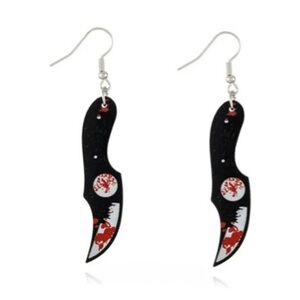 Earrings, Bloody Knives #5, NIP, Perfect Horror Movie Night Accessory